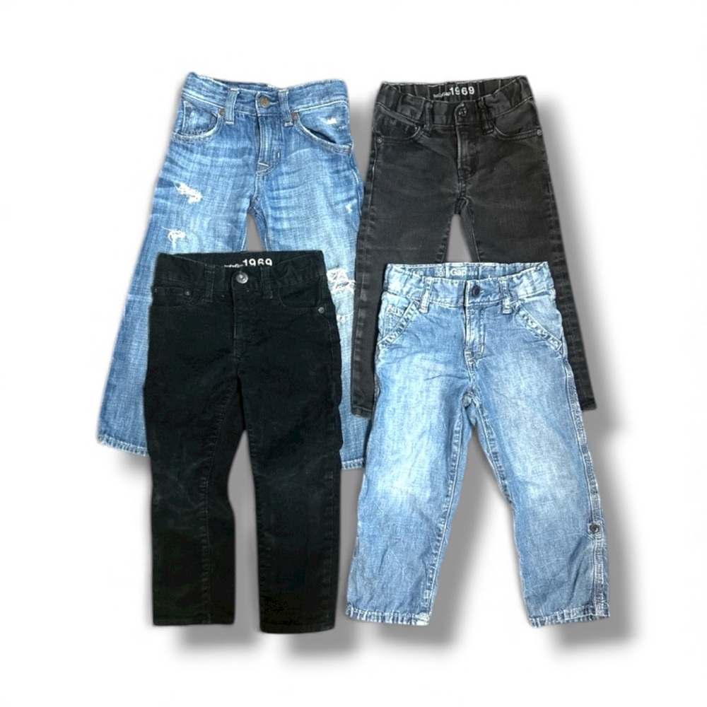 Gap Boy’s Size 3 Years 3T baby gap jeans distressed, Black, corduroy Lot of 4